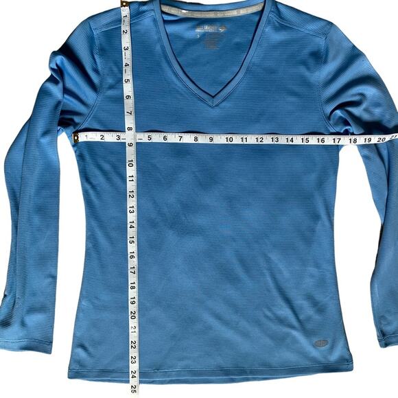 Reel Legends Blue Long Sleeve Fitted T-Shirt baby blue S - Picture 4 of 5